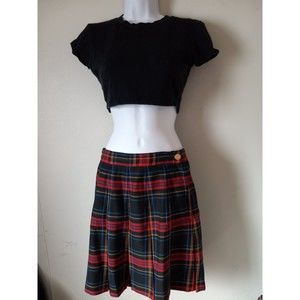 A. Byer Plaid Mini Skirt Sz 9  Mini Plaid Pleated Side Zip & Button Vintage USA